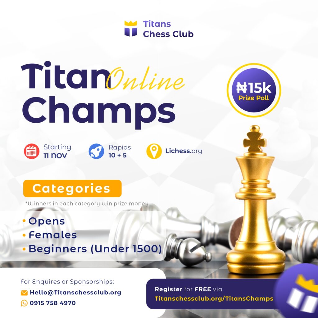 Titans champs online chess tournament flyer